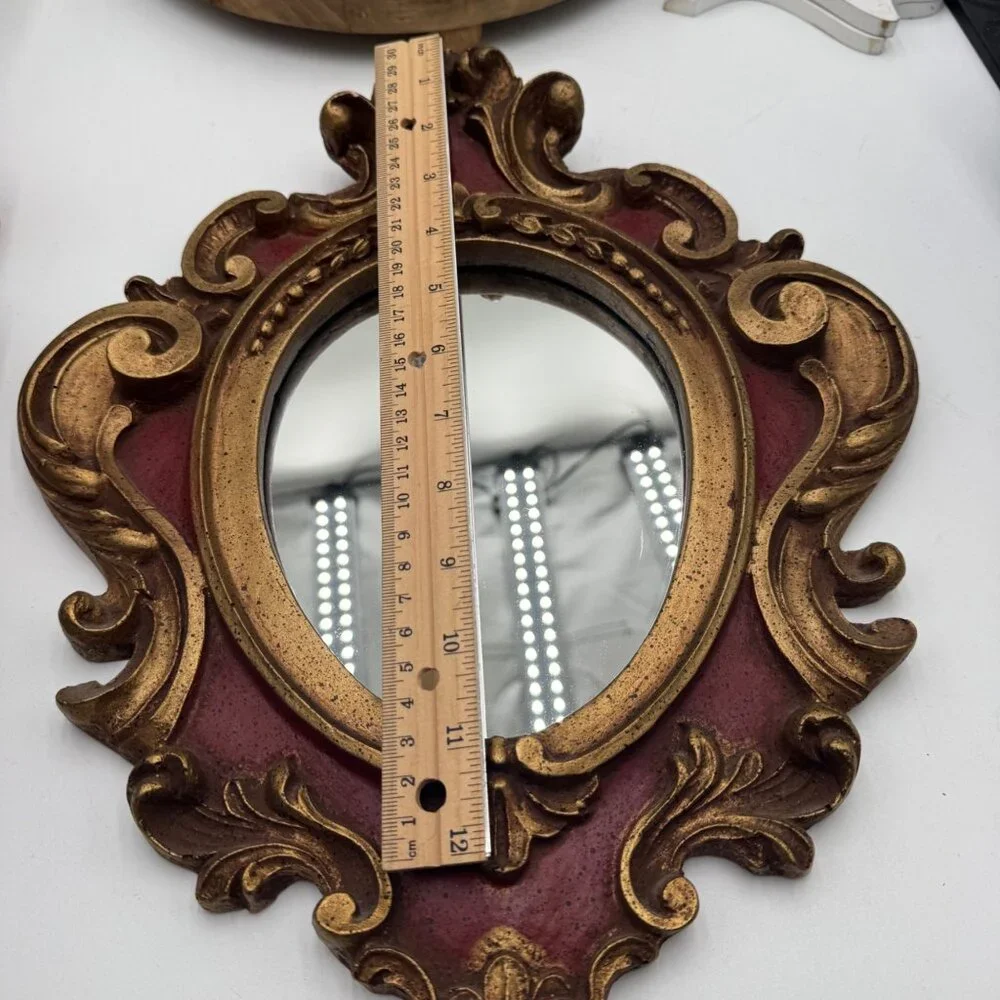 Vintage Florentina Italy Ornate Rococo Gold Gilt red Mirror
